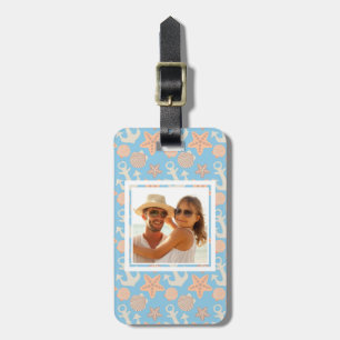 Custom Photo Pastel Nautical Pattern Luggage Tag