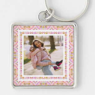 Custom Photo Pastel Pink Happy Green Mother’s Day Key Ring
