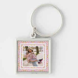 Custom Photo Pastel Pink Happy Green Mother’s Day Key Ring