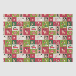 Custom Photo Patchwork Traditional Christmas Tissue Paper