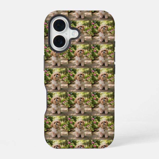 Custom Photo Pattern iPhone 16 Case (Back)