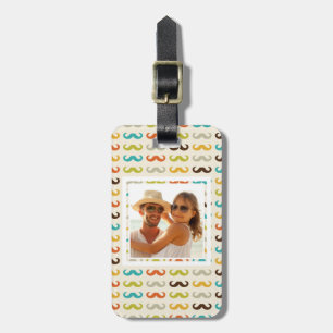 Custom Photo Pattern with moustache Luggage Tag