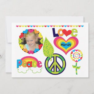 Custom Photo Peace, Love, and Birthdays Invitation