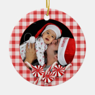 Custom Photo Peppermint Christmas Ornament