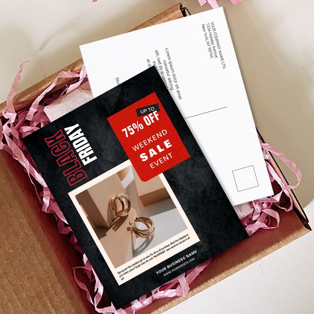 Custom Photo Percentage Off Black Friday Sale Postcard (Custom Photo Percentage Off Black Friday Sale Postcard)