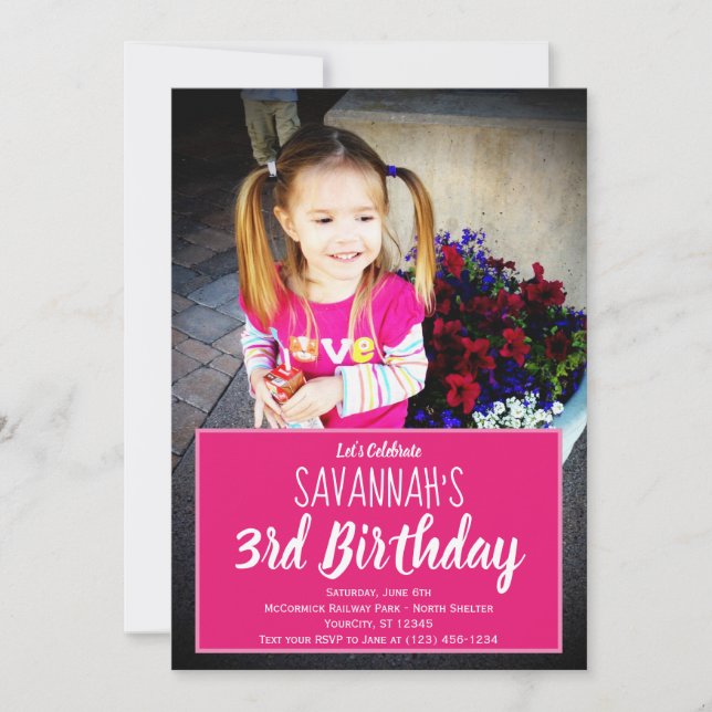 Custom Photo Personalised Birthday Party Invitation (Front)