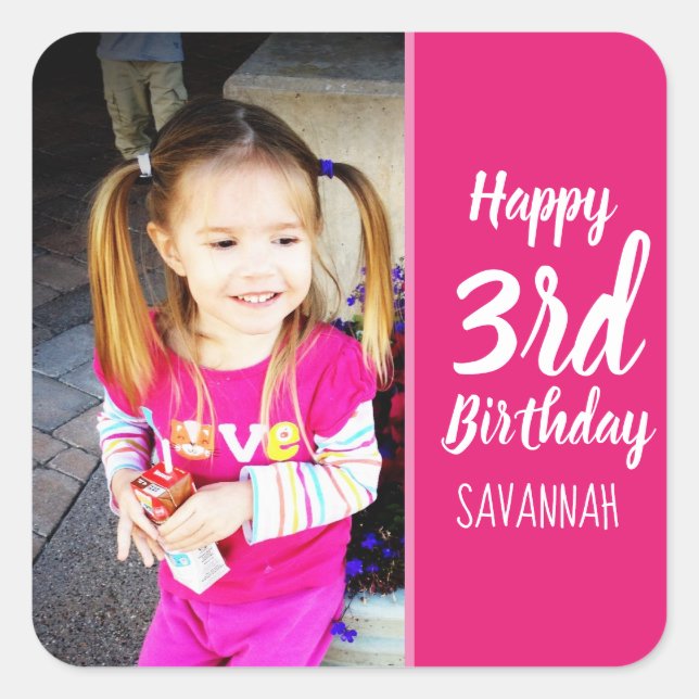 Custom Photo Personalised Birthday Party Stickers (Front)