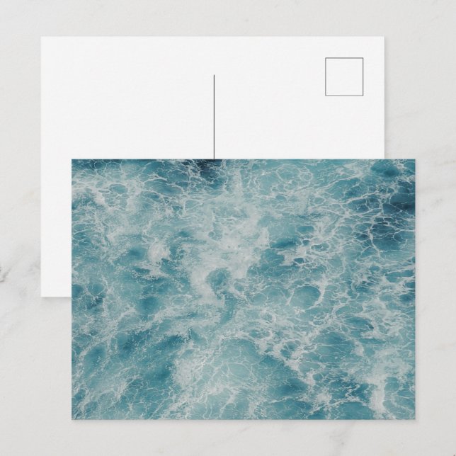 Custom Photo Personalised Blue Beach Waves Holiday Postcard (Front/Back)