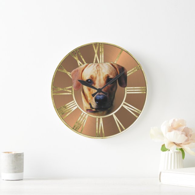 Custom Photo Personalised Dog Face Large Clock (Home)