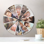 Custom Photo Personalised Family Children Friends Large Clock<br><div class="desc">Create your own customised 12 photo wall clock with your custom images.</div>