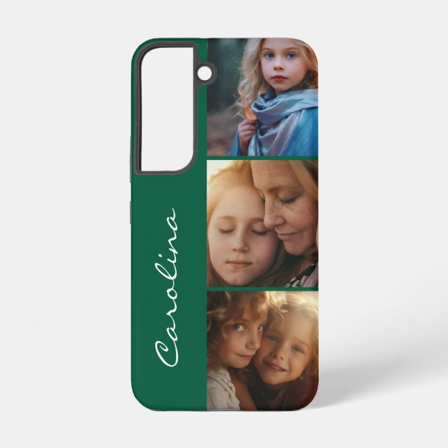 Custom Photo Personalised Forest Green Samsung Galaxy S22 Case (Back)