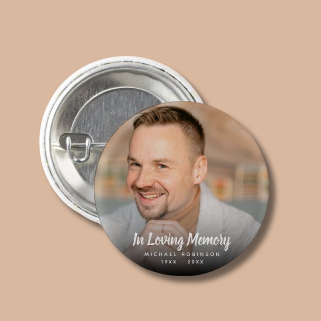 Custom Photo Personalised Funeral Memorial   3 Cm Round Badge (Creator Uploaded)