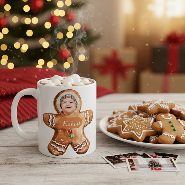 Custom photo personalised gingerbread man  coffee mug (Creator Uploaded)