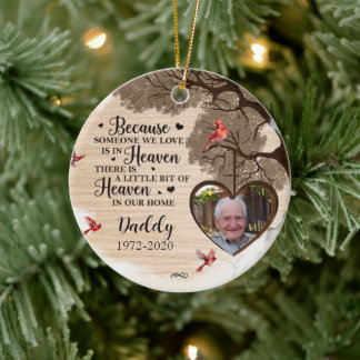 Custom Photo Personalised Memorial Death MOrnament Ceramic Tree Decoration