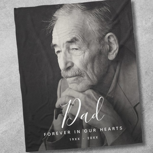 Custom Photo Personalised Memorial Father Dad Fleece Blanket (Dad Photo Memorial Blanket)