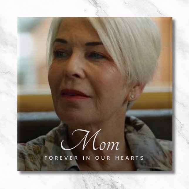 Custom Photo Personalised Memorial Tribute Funeral 15 Cm Square Badge (Photo Memorial Button)