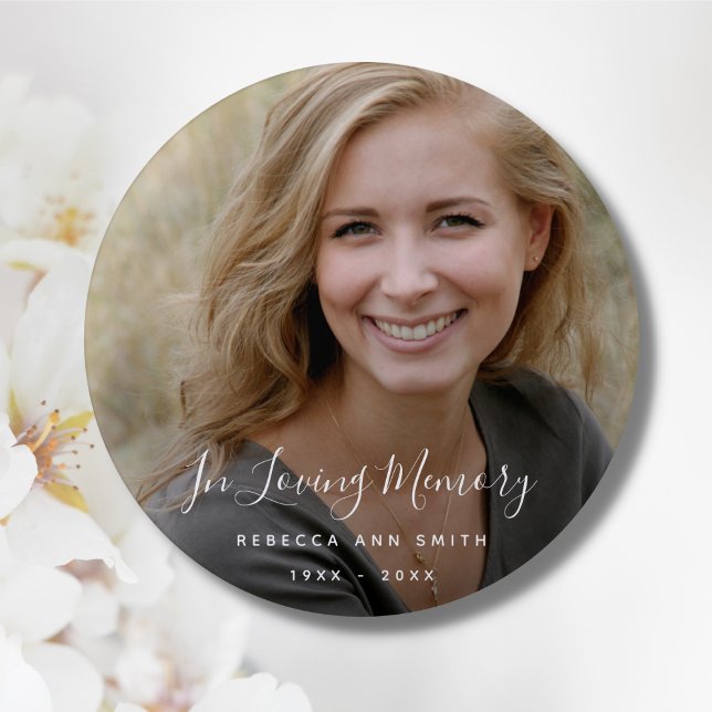 Custom Photo Personalised Memorial Tribute Funeral 3 Cm Round Badge ("In Loving Memory" Photo Memorial Button)