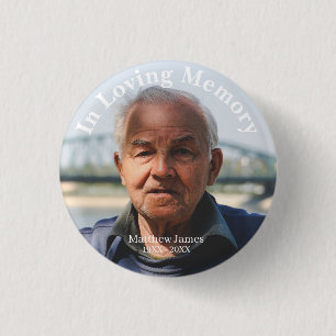 Custom Photo Personalised Memorial Tribute Funeral 3 Cm Round Badge