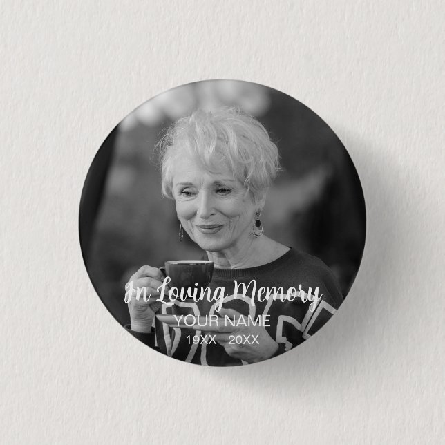 Custom Photo Personalised Memorial Tribute Funeral 3 Cm Round Badge (Front)