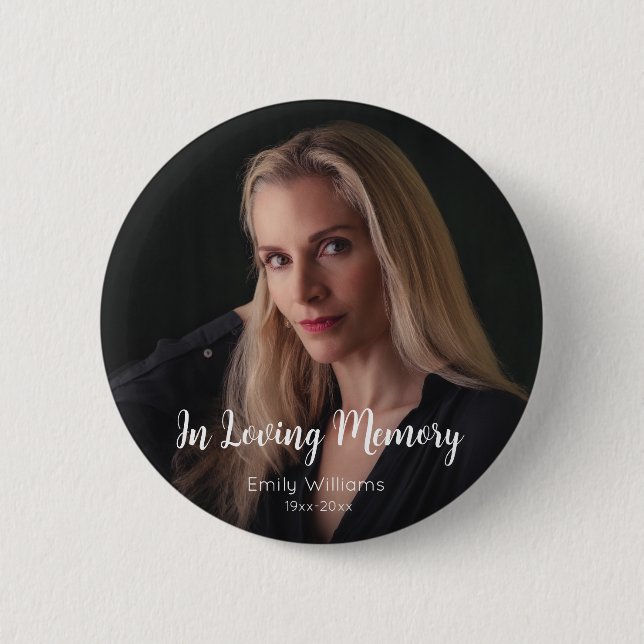 Custom Photo Personalised Memorial Tribute Funeral 6 Cm Round Badge (Front)