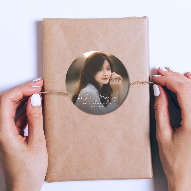Custom Photo Personalised Memorial Tribute Funeral Classic Round Sticker (Photo Memorial Stickers)