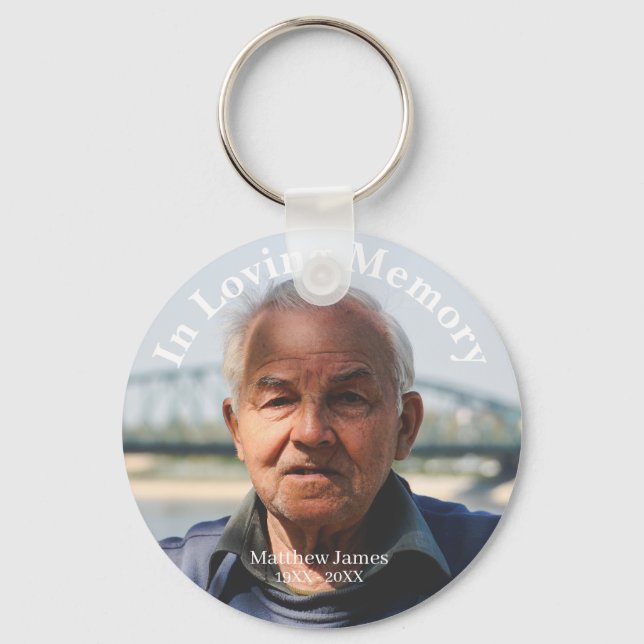 Custom Photo Personalised Memorial Tribute Funeral Key Ring (Front)