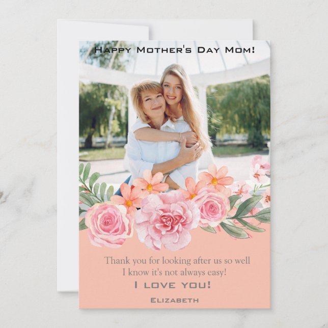 Custom Photo Personalised Mothers day Holiday Card (Front)