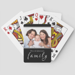 Custom Photo Personalised Name Black Playing Cards