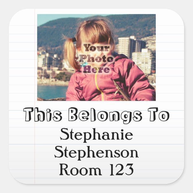 Custom Photo Personalised Name Kids School Label (Front)