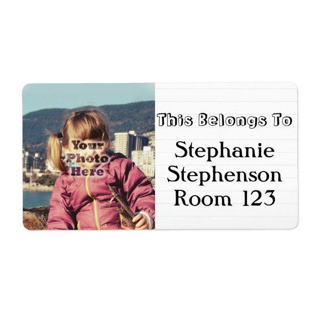 Custom Photo Personalised Name School Bookplate (Front)