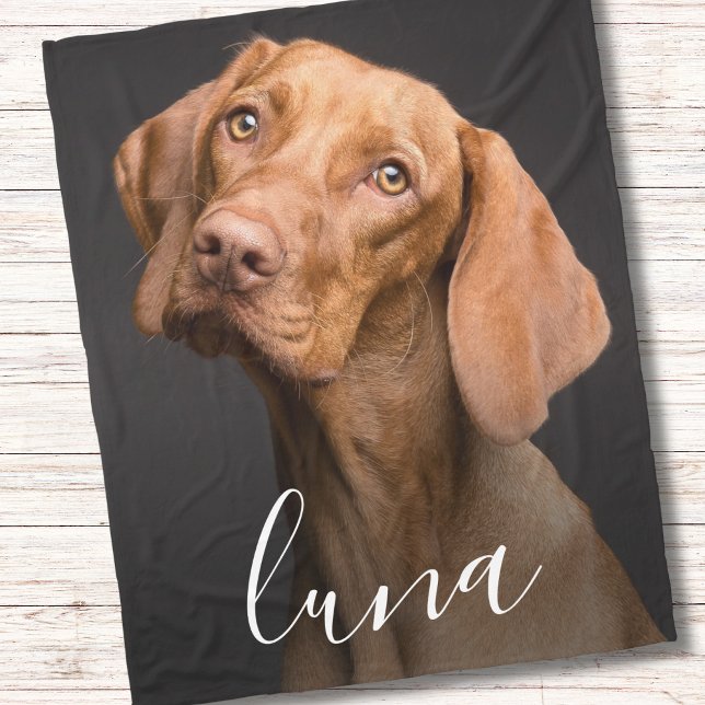 Custom Photo Personalised Pet Name Fleece Blanket (Pet Dog Photo Blanket)