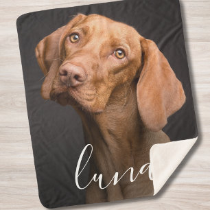 Custom Photo Personalised Pet Name Sherpa Blanket