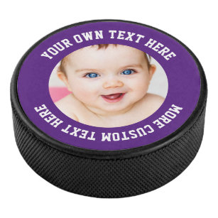 Custom Photo Personalised Purple Hockey Puck