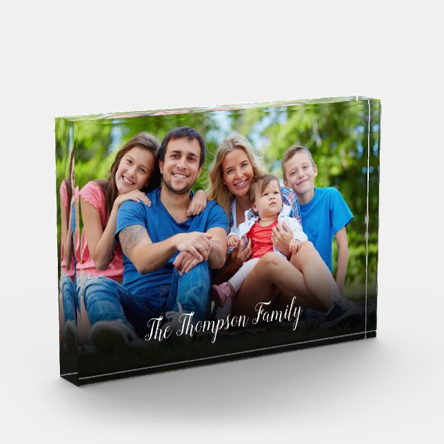 Custom Photo Personalised Script Name Block (Left)