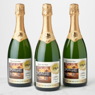 Custom Photo Personalised Sparkling Wine Bottle Label