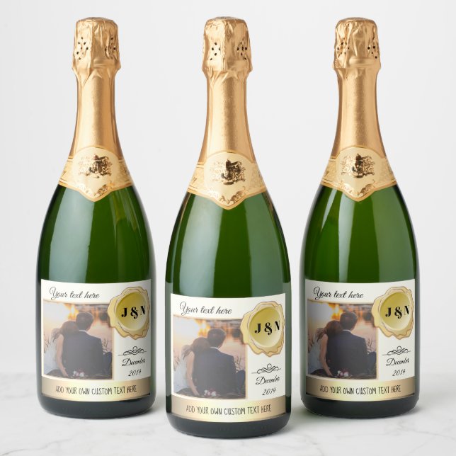 Custom Photo Personalised Sparkling Wine Bottle Label (Bottles)
