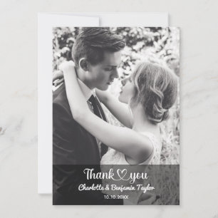 Custom Photo Personalised Stylish Romantic Wedding Thank You Card