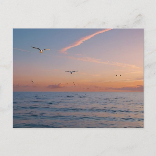 Custom Photo Personalised Sunset Beach Waves Holiday Postcard (Front)