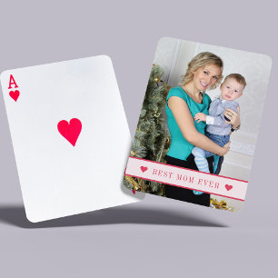 Custom photo personalised text family modern playing cards