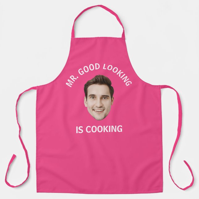 Custom Photo personalised Text Her Him Women Men Apron (Front)