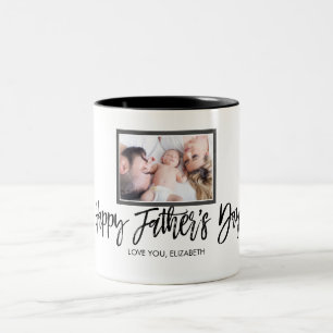 Custom Photo Personalized Fathers Day Gift Two-Tone Coffee Mug