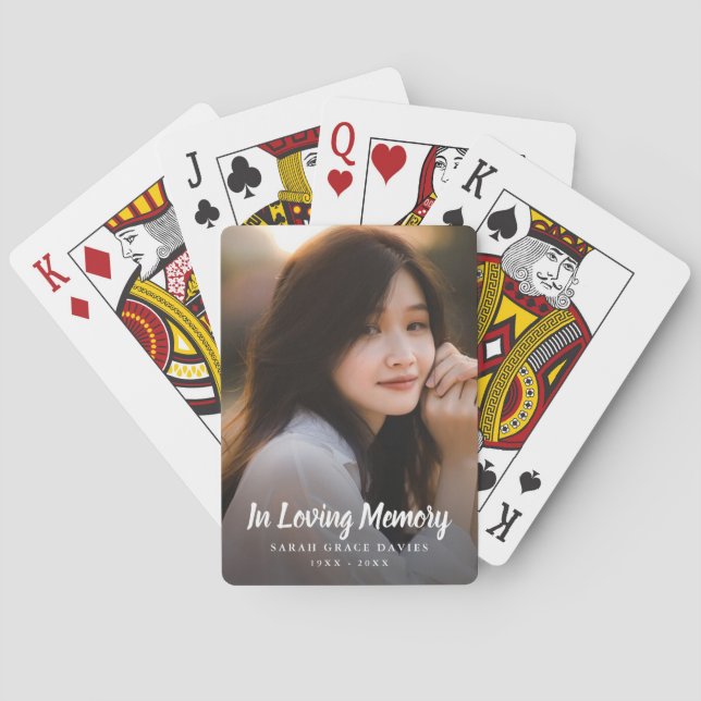 Custom Photo Personalized Memorial Tribute Funeral Playing Cards (Back)