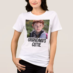 CUSTOM PHOTO PERSONALIZED T-SHIRT for grandma Tri-Blend Shirt
