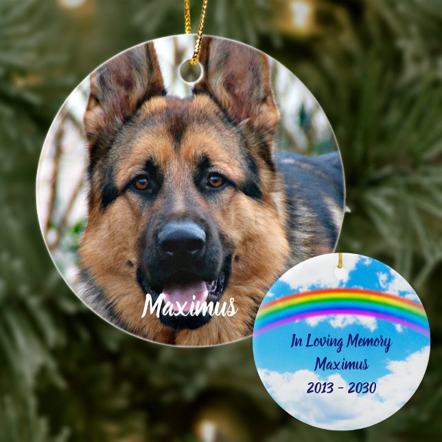 Custom Photo Pet Dog Memorial Rainbow Bridge Ceramic Tree Decoration (Creator Uploaded)