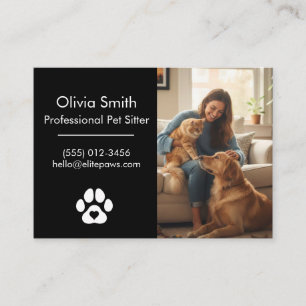 Custom Photo Pet Sitter Business Card 