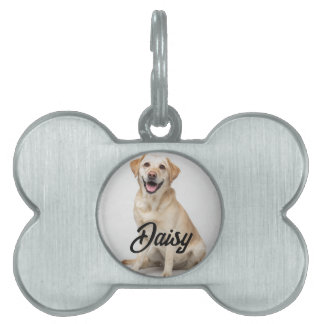 Custom Photo Pet Tag with Name – Framed Design