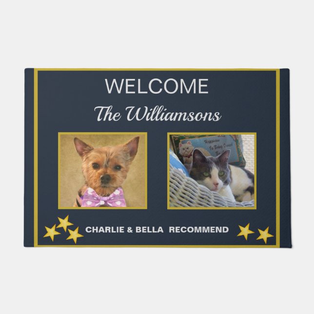 Custom Photo Pets Names Welcome   Doormat (Front)
