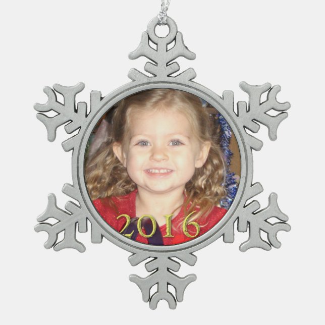 Custom Photo Pewter Christmas Ornament (Front)