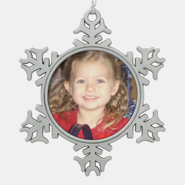 Custom Photo Pewter Christmas Ornament (Front)