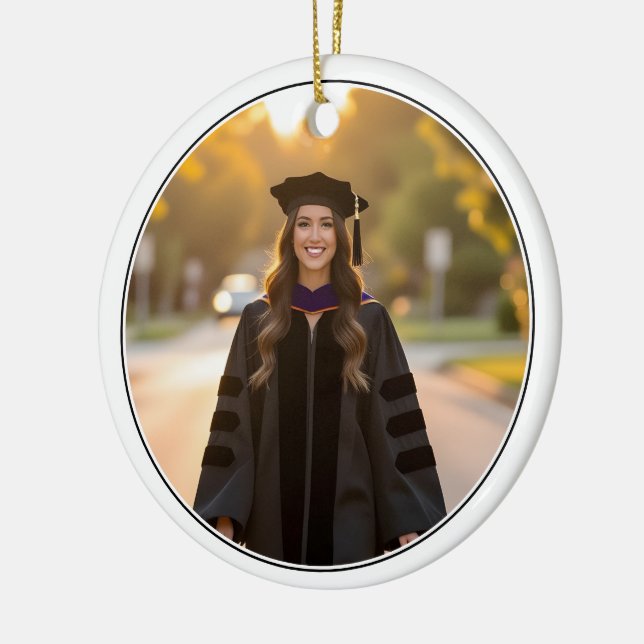 Custom Photo PhD Doctoral Degree Graduation Ceramic Tree Decoration (Left)